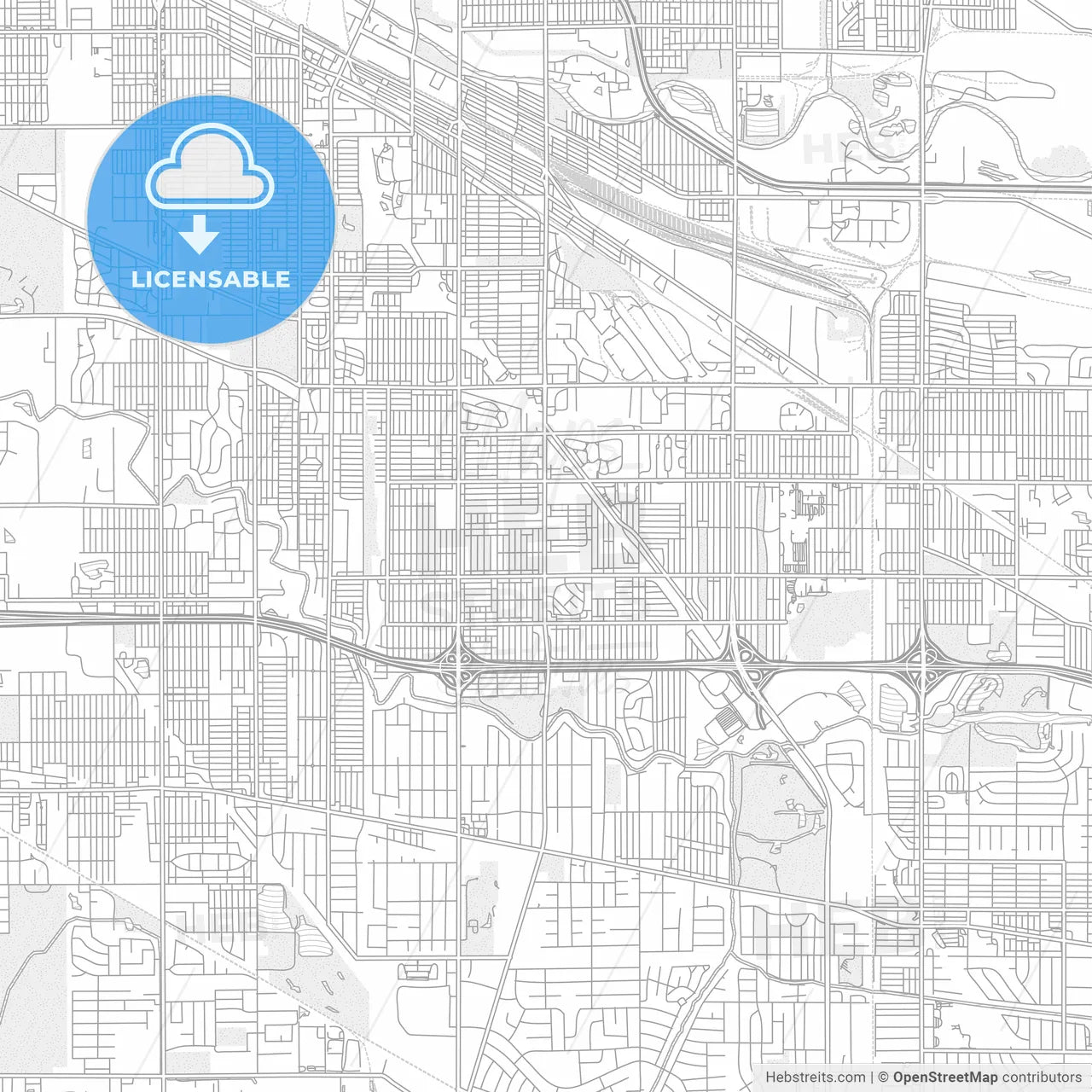 Hammond, Indiana, USA, bright outlined vector map