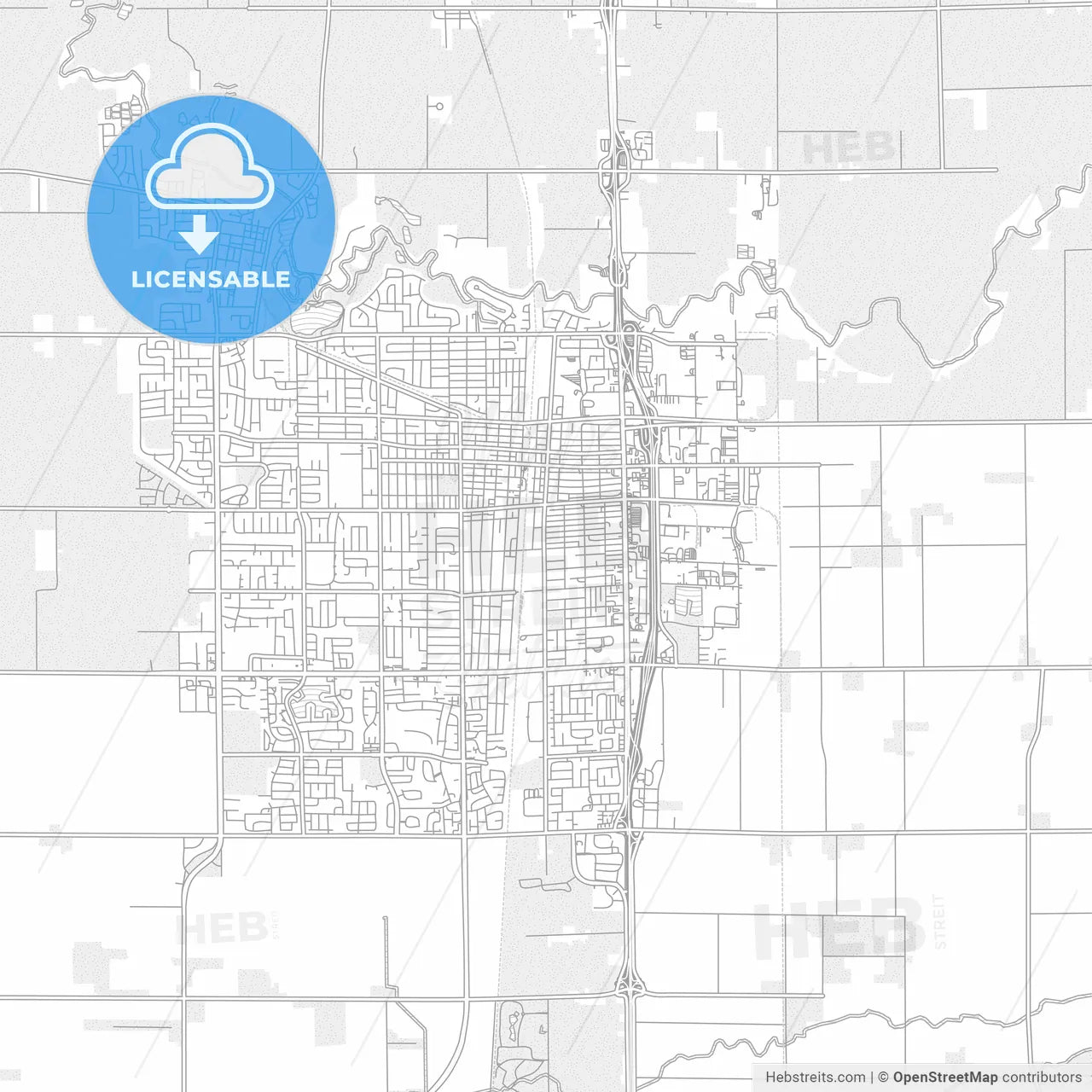 Lodi, California, USA, bright outlined vector map