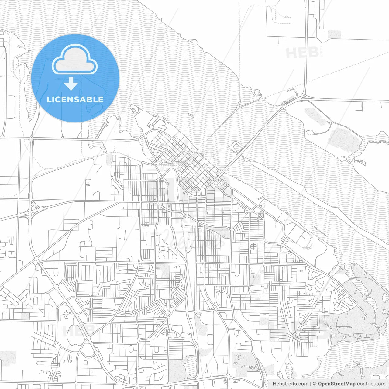 Decatur, Alabama, USA, bright outlined vector map
