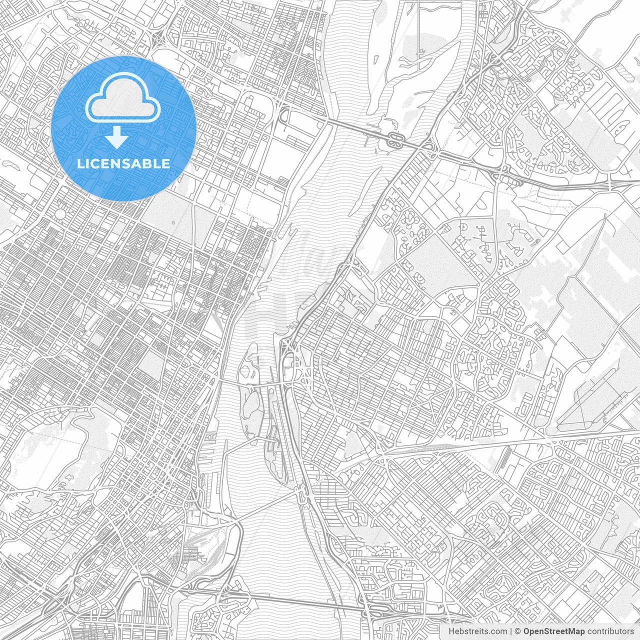 Longueuil, Quebec, Canada, bright outlined vector map