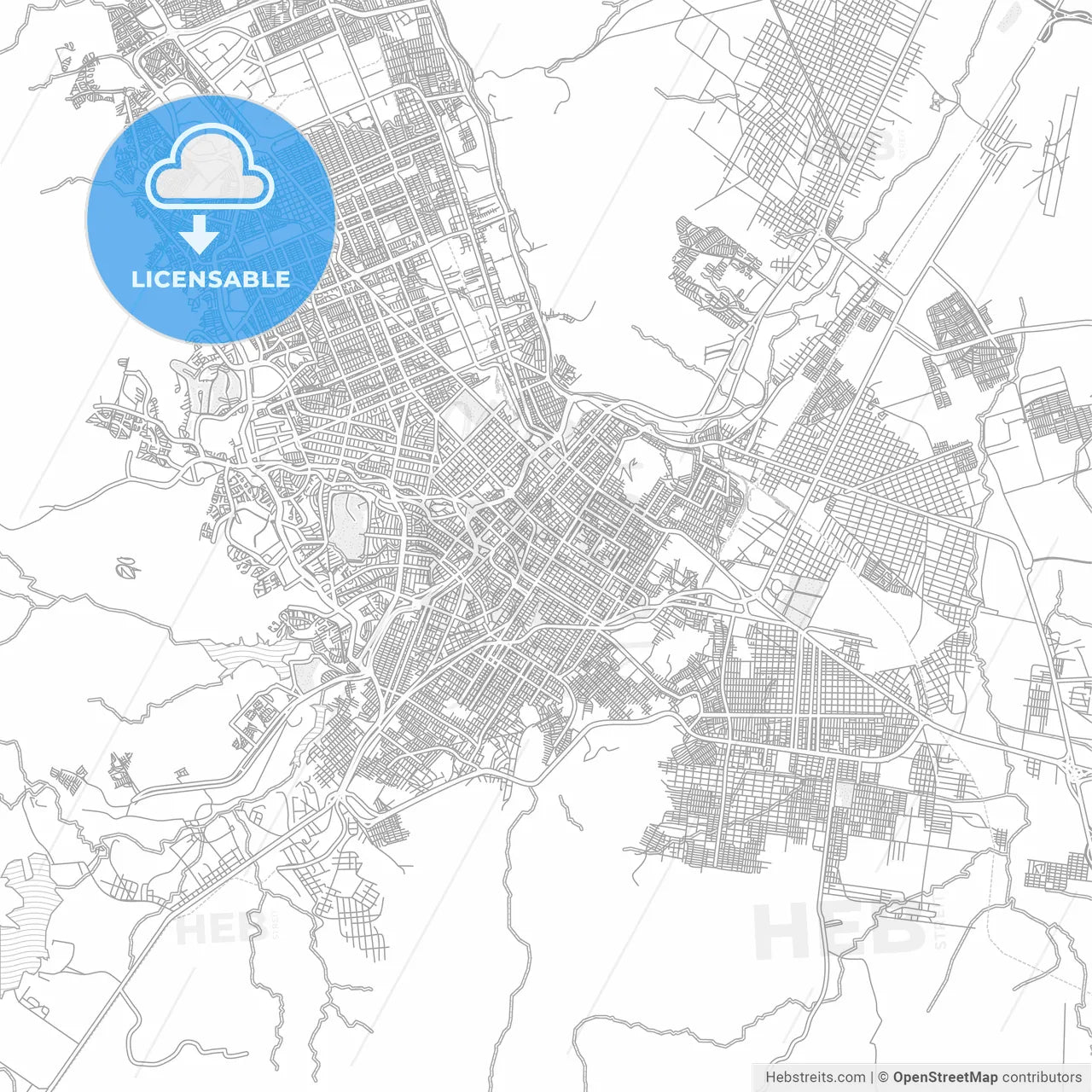 Chihuahua, Chihuahua, Mexico, bright outlined vector map