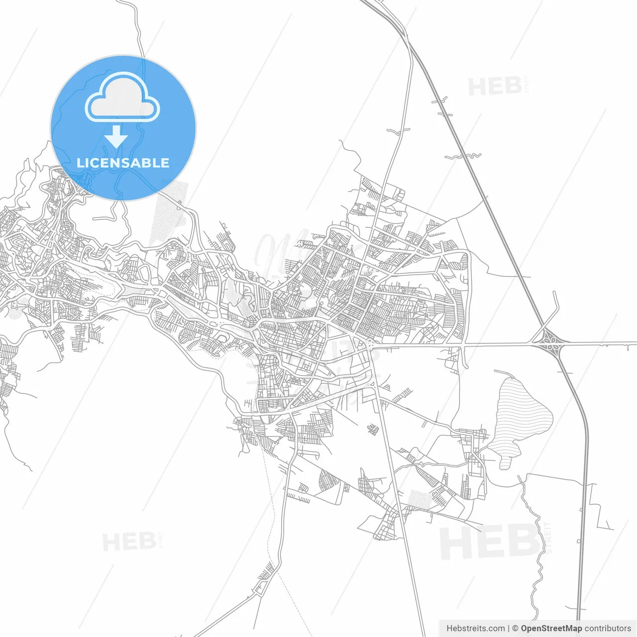 Guadalupe, Zacatecas, Mexico, bright outlined vector map