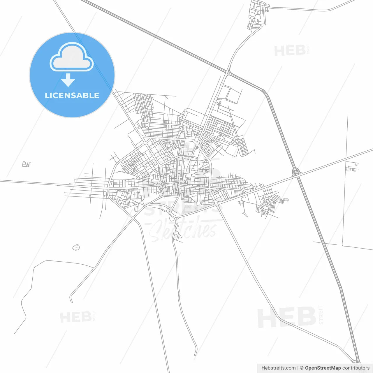 Fresnillo, Zacatecas, Mexico, bright outlined vector map