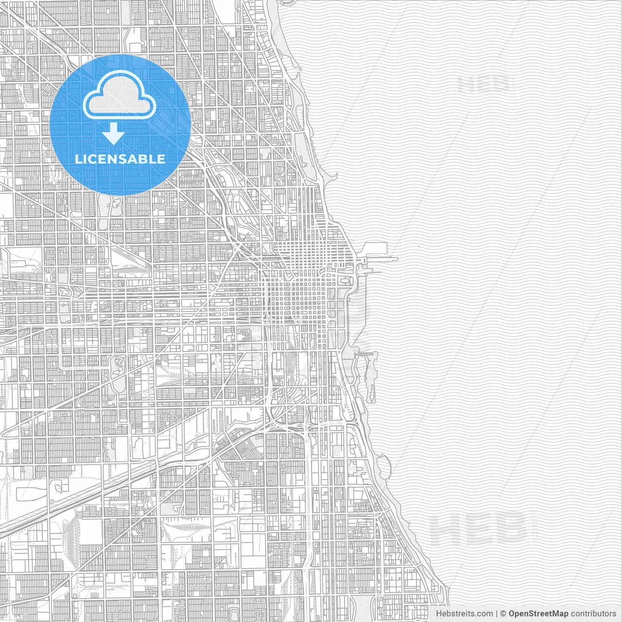 Chicago, Illinois, USA, bright outlined vector map