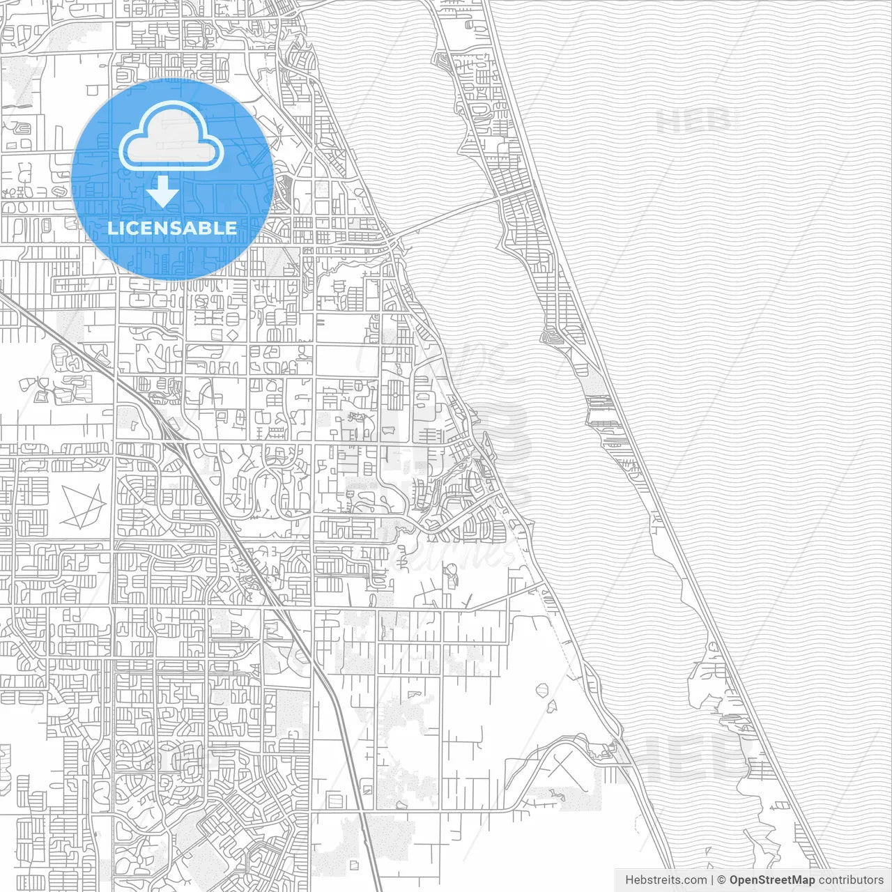 Palm Bay, Florida, USA, bright outlined vector map