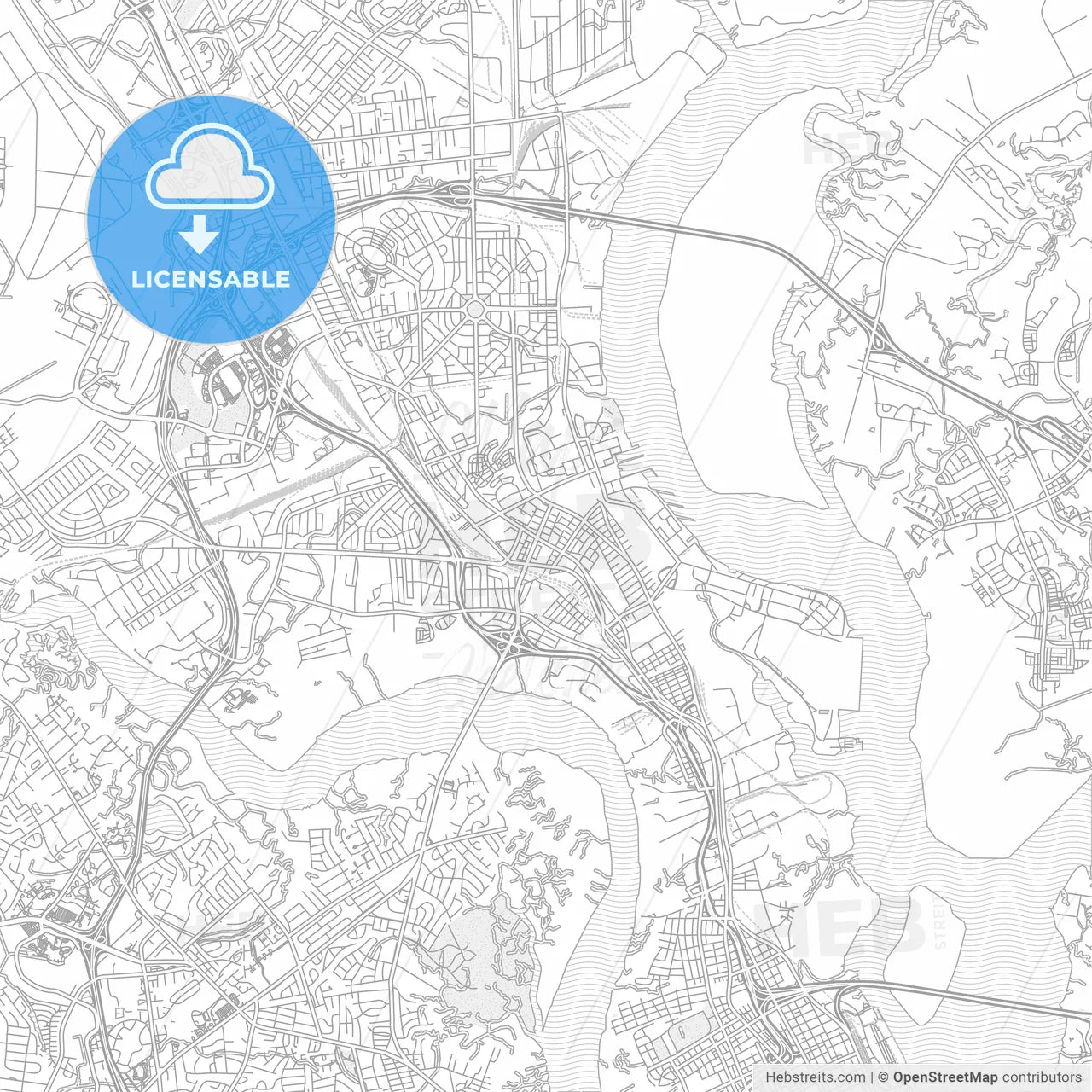 North Charleston, South Carolina, USA, bright outlined vector map