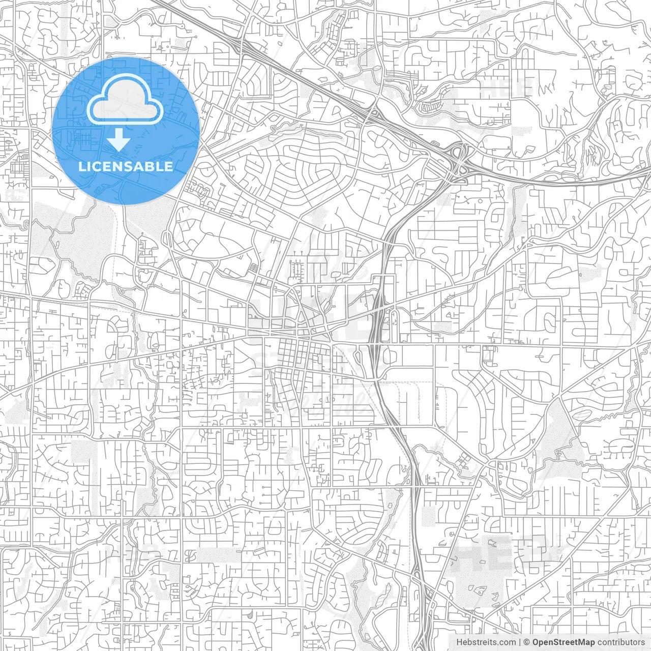 Beaverton, Oregon, USA, bright outlined vector map