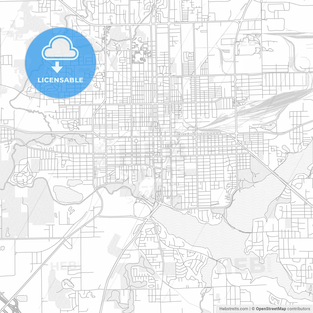 Decatur, Illinois, USA, bright outlined vector map