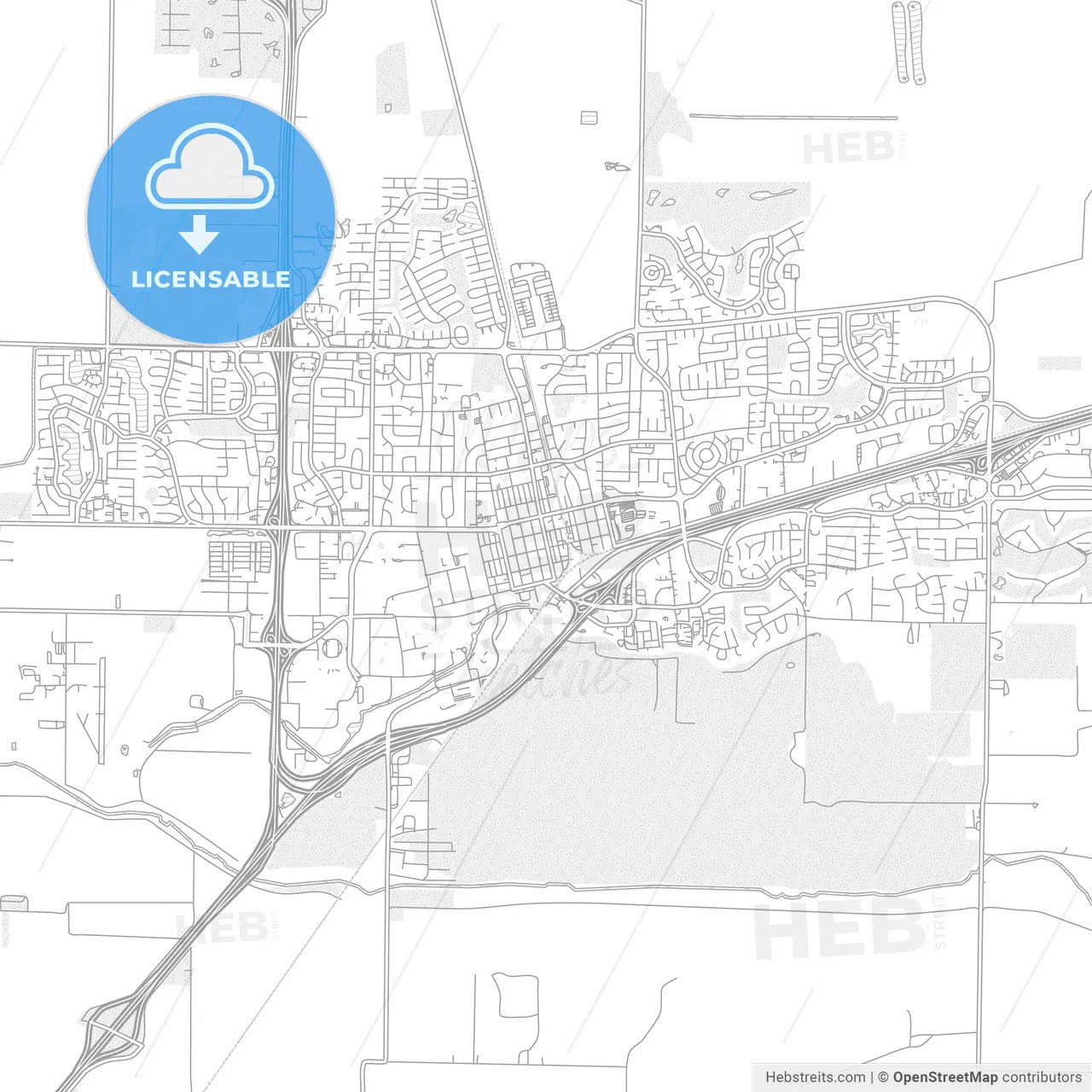 Davis, California, USA, bright outlined vector map
