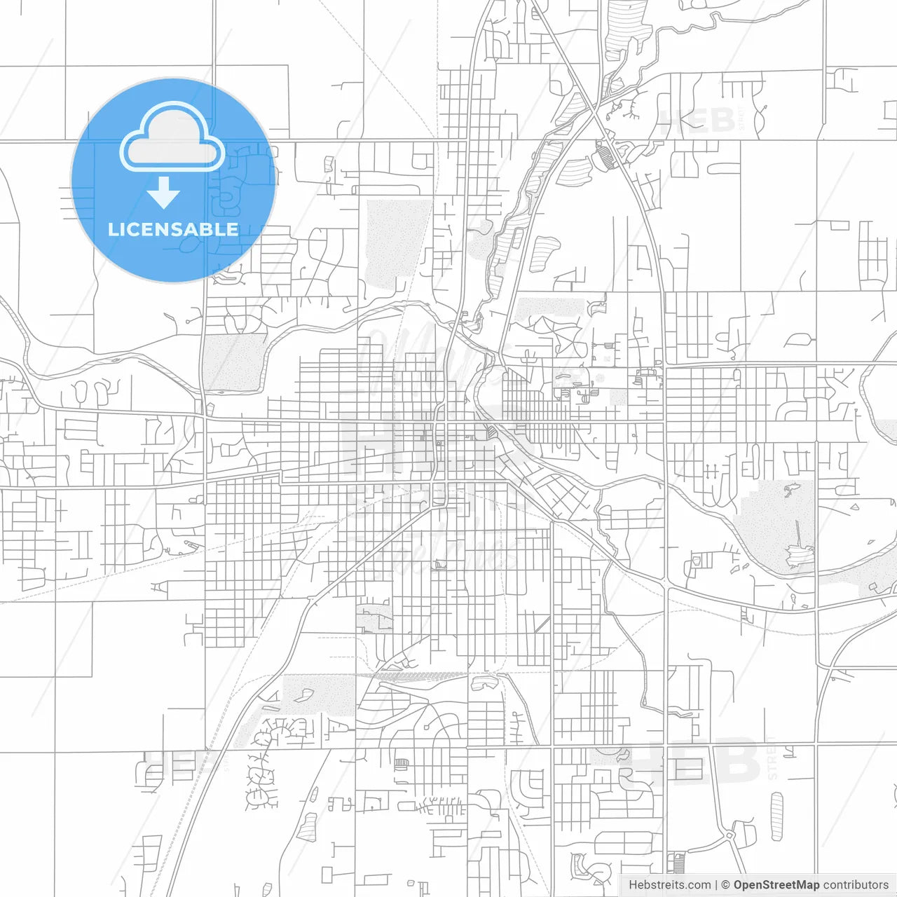 Anderson, Indiana, USA, bright outlined vector map