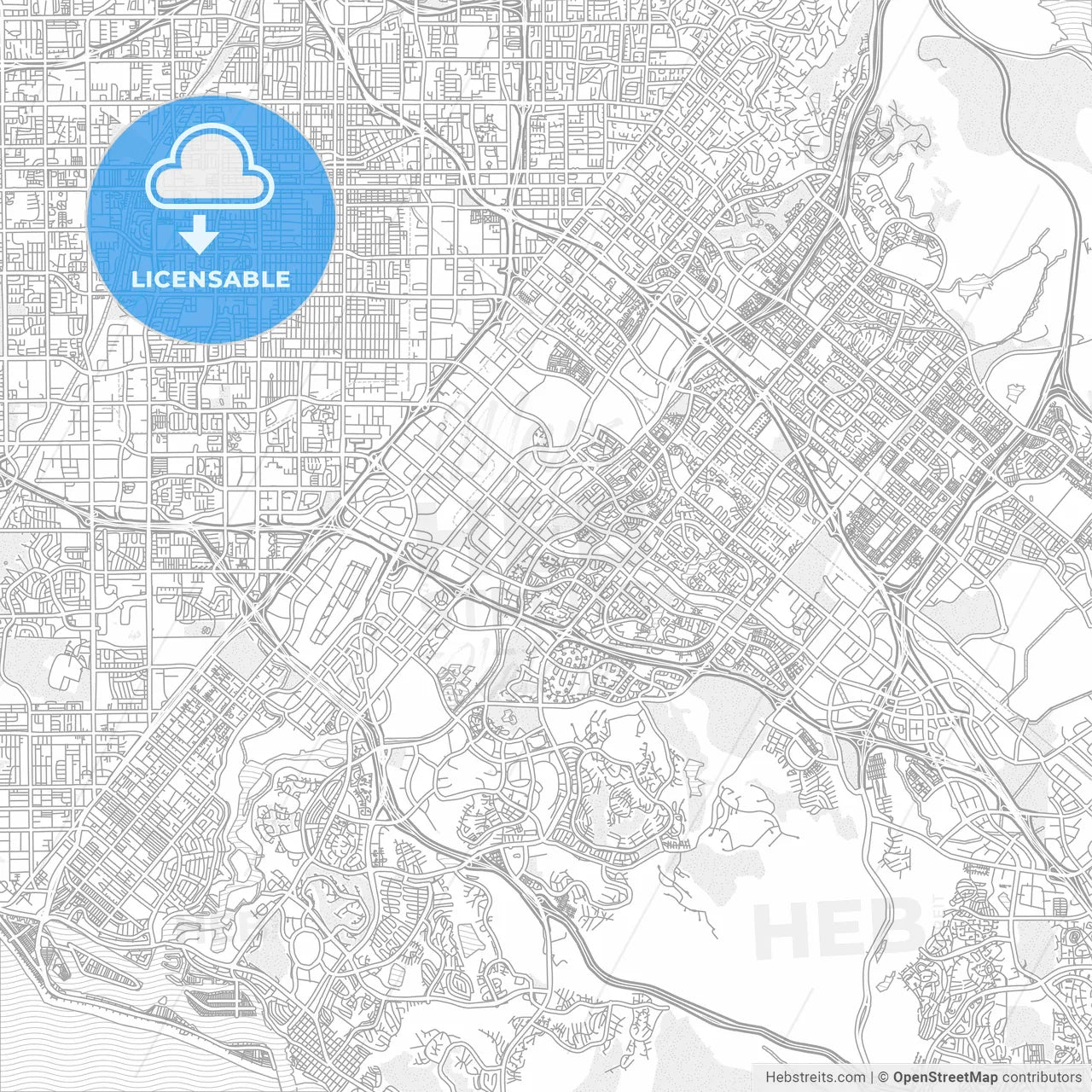 Irvine, California, USA, bright outlined vector map