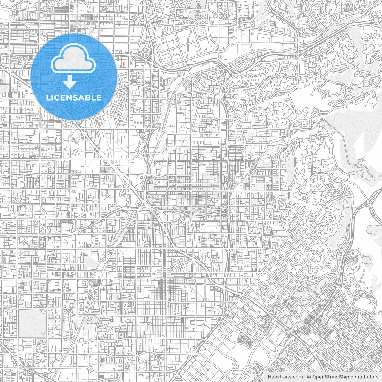 Orange, California, USA, bright outlined vector map