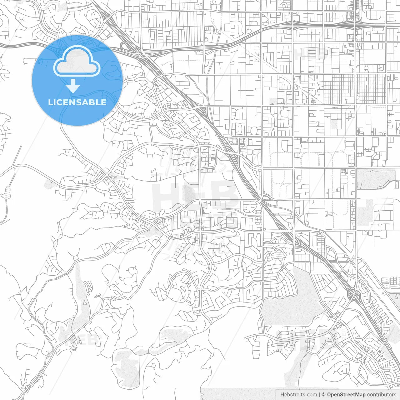 Folsom, California, USA, bright outlined vector map