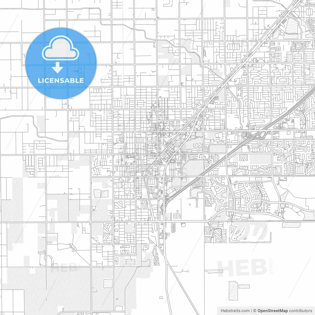 Homestead, Florida, USA, bright outlined vector map