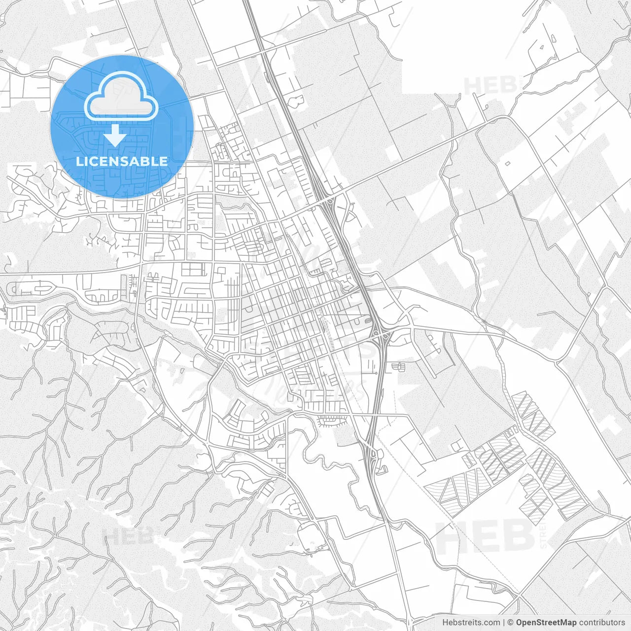 Gilroy, California, USA, bright outlined vector map