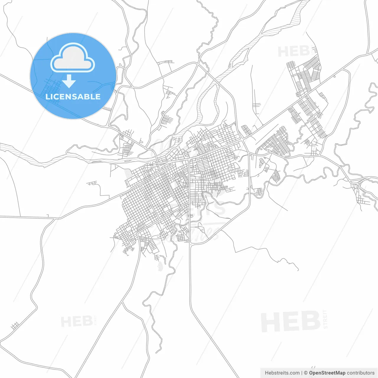 Choluteca, Choluteca, Honduras, bright outlined vector map