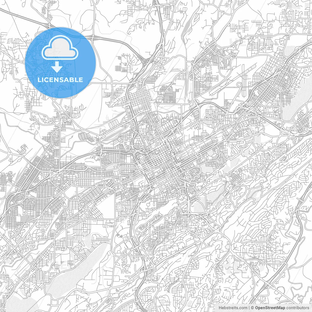 Birmingham, Alabama, USA, bright outlined vector map