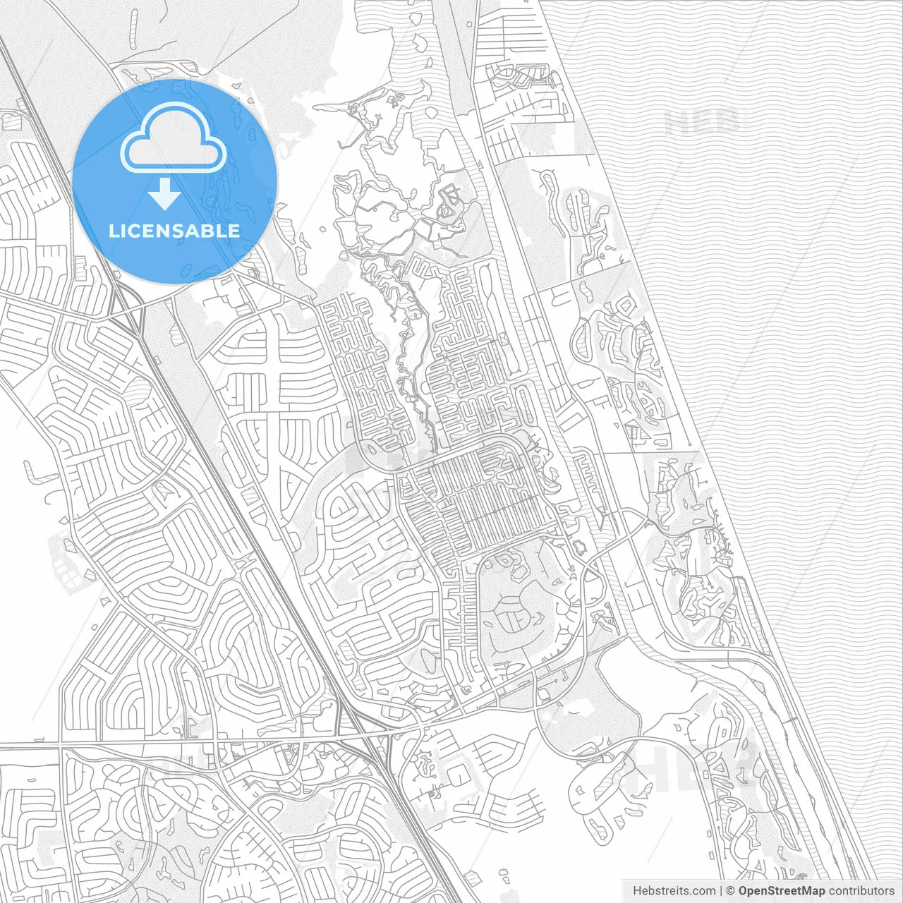 Palm Coast, Florida, USA, bright outlined vector map