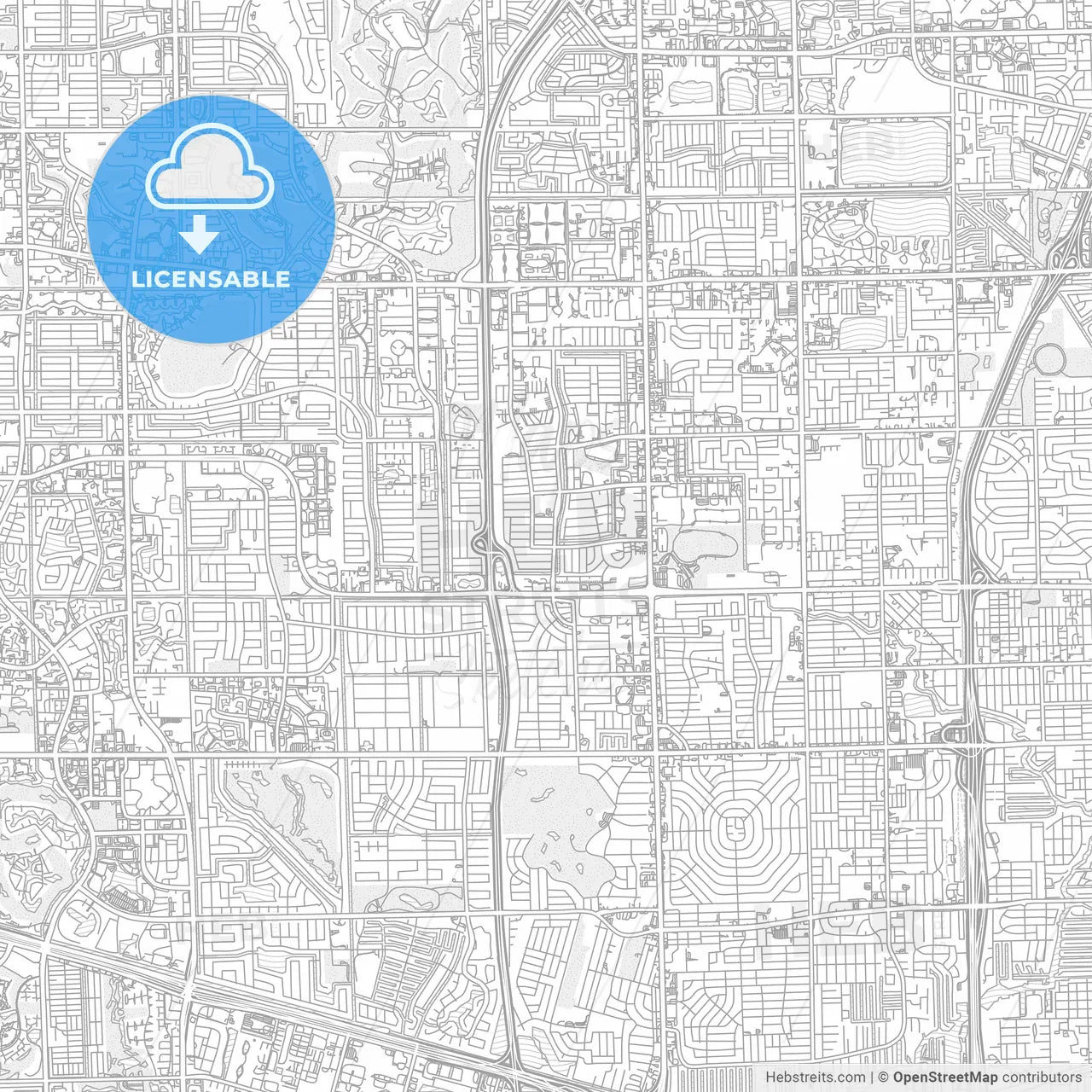 Lauderhill, Florida, USA, bright outlined vector map