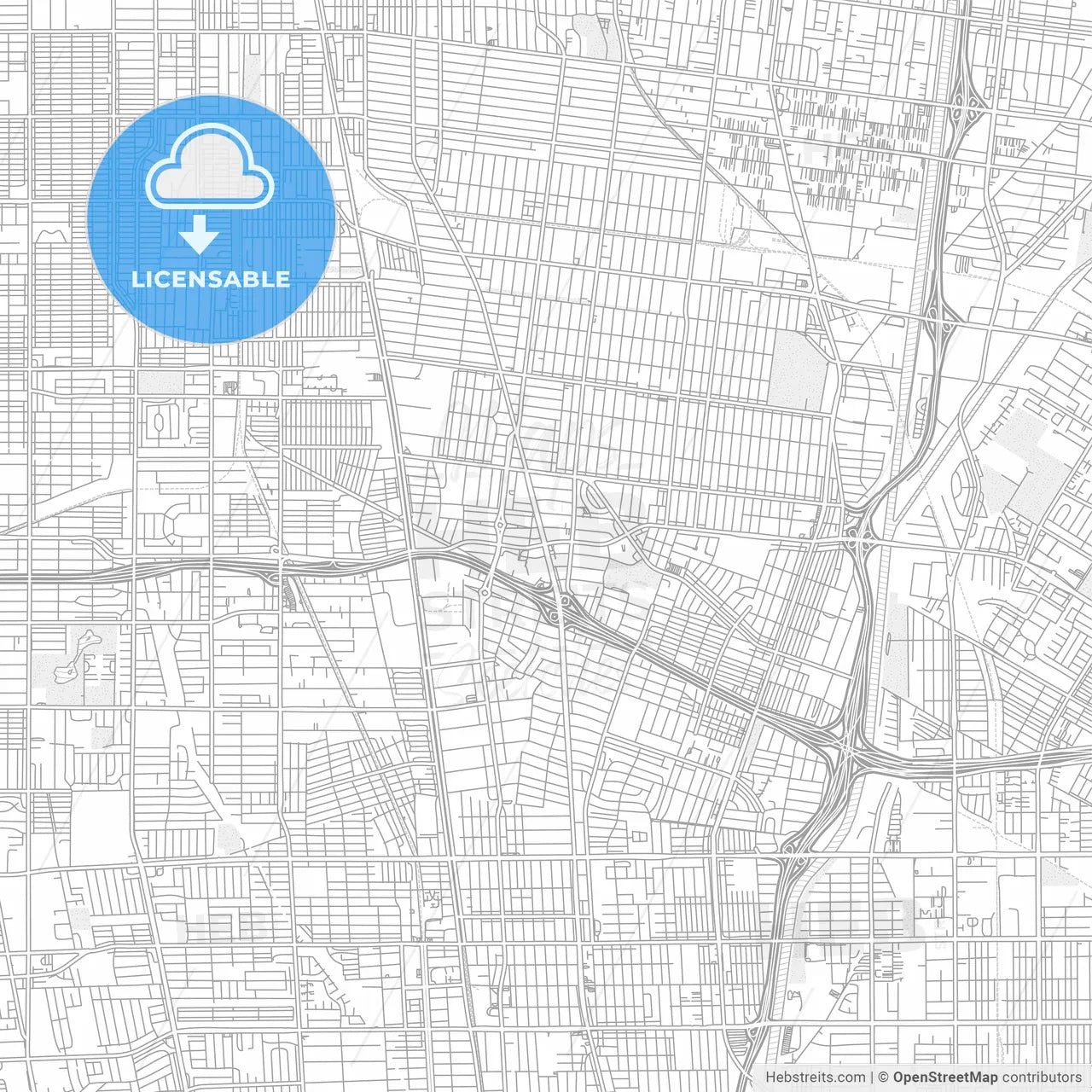 Lynwood, California, USA, bright outlined vector map