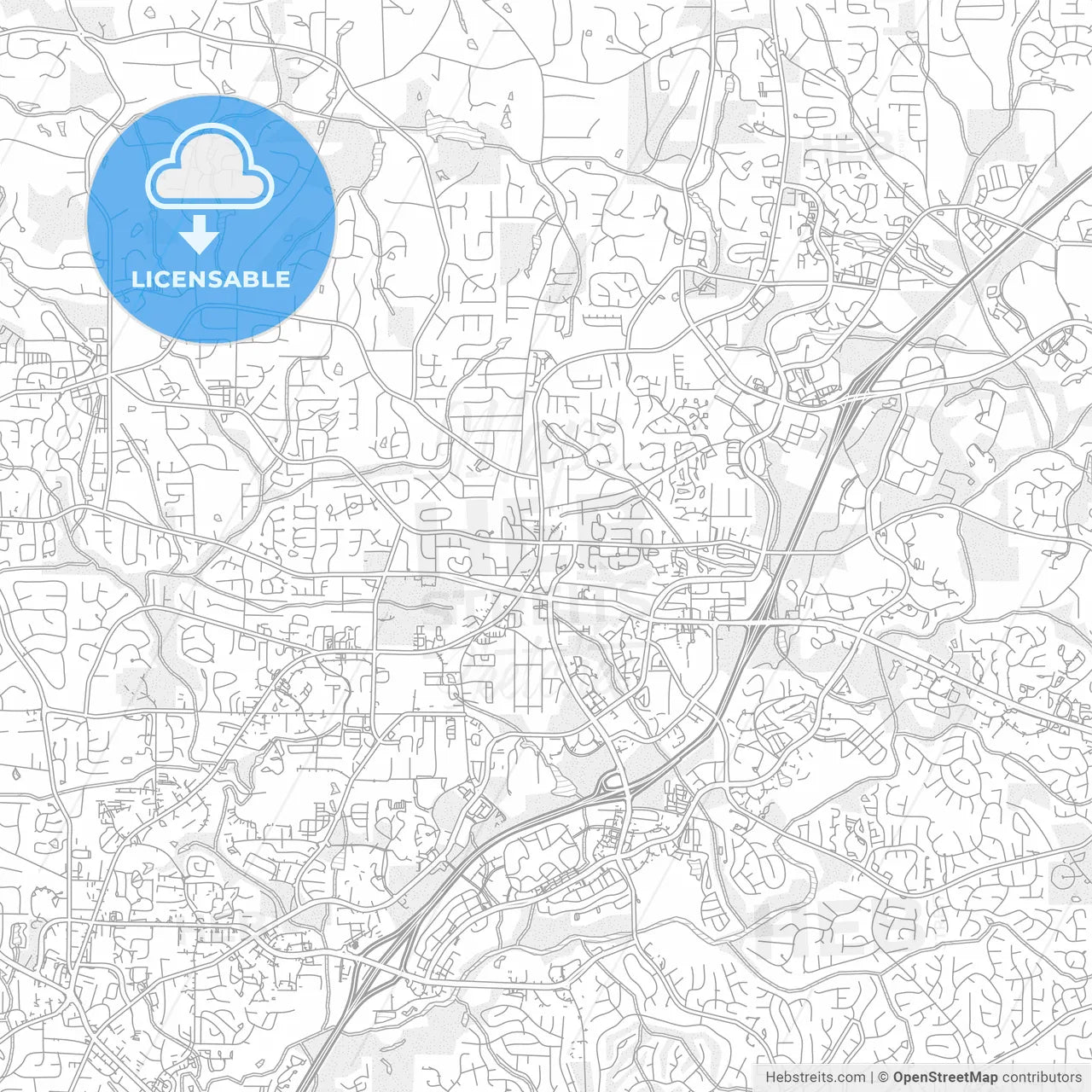 Alpharetta, Georgia, USA, bright outlined vector map