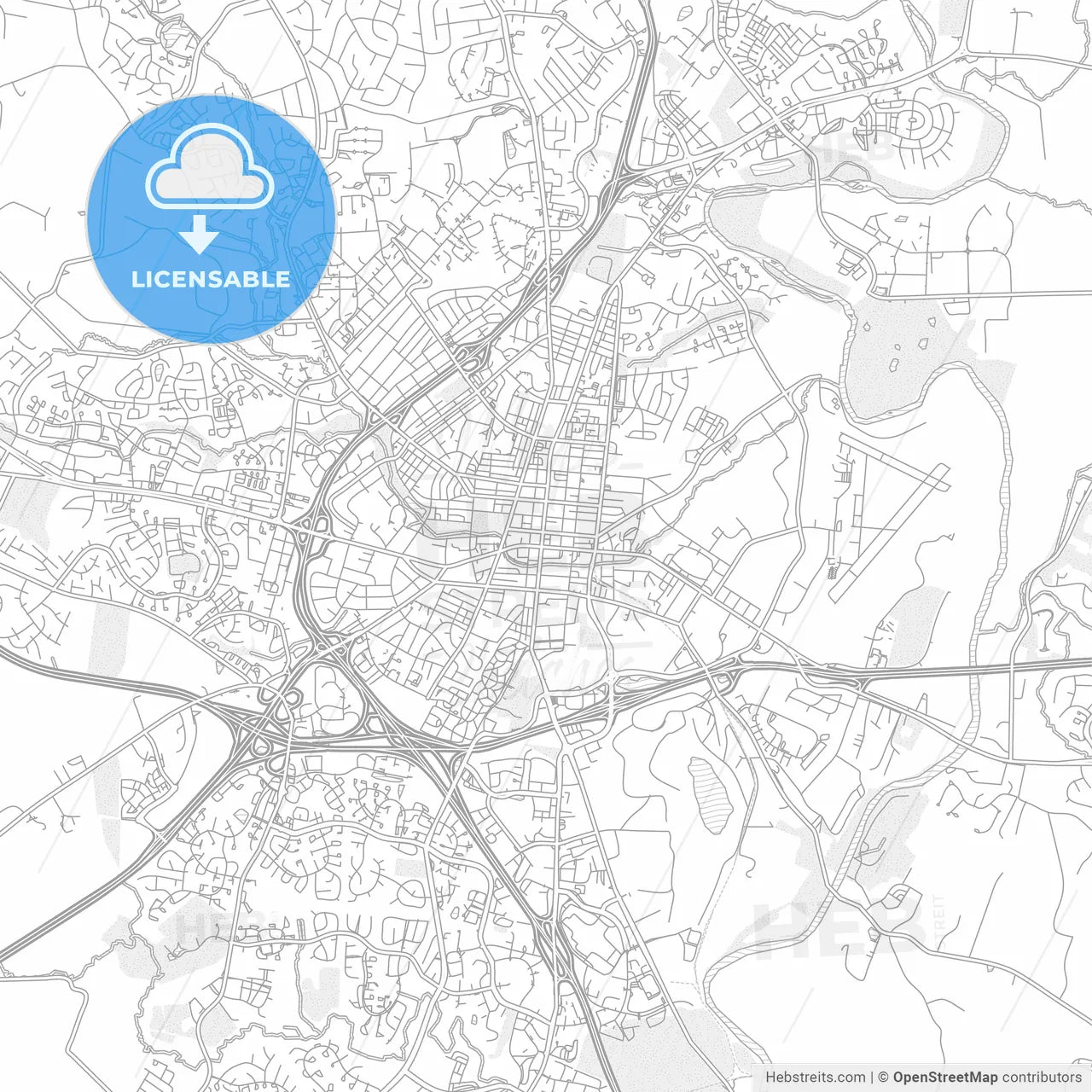 Frederick, Maryland, USA, bright outlined vector map
