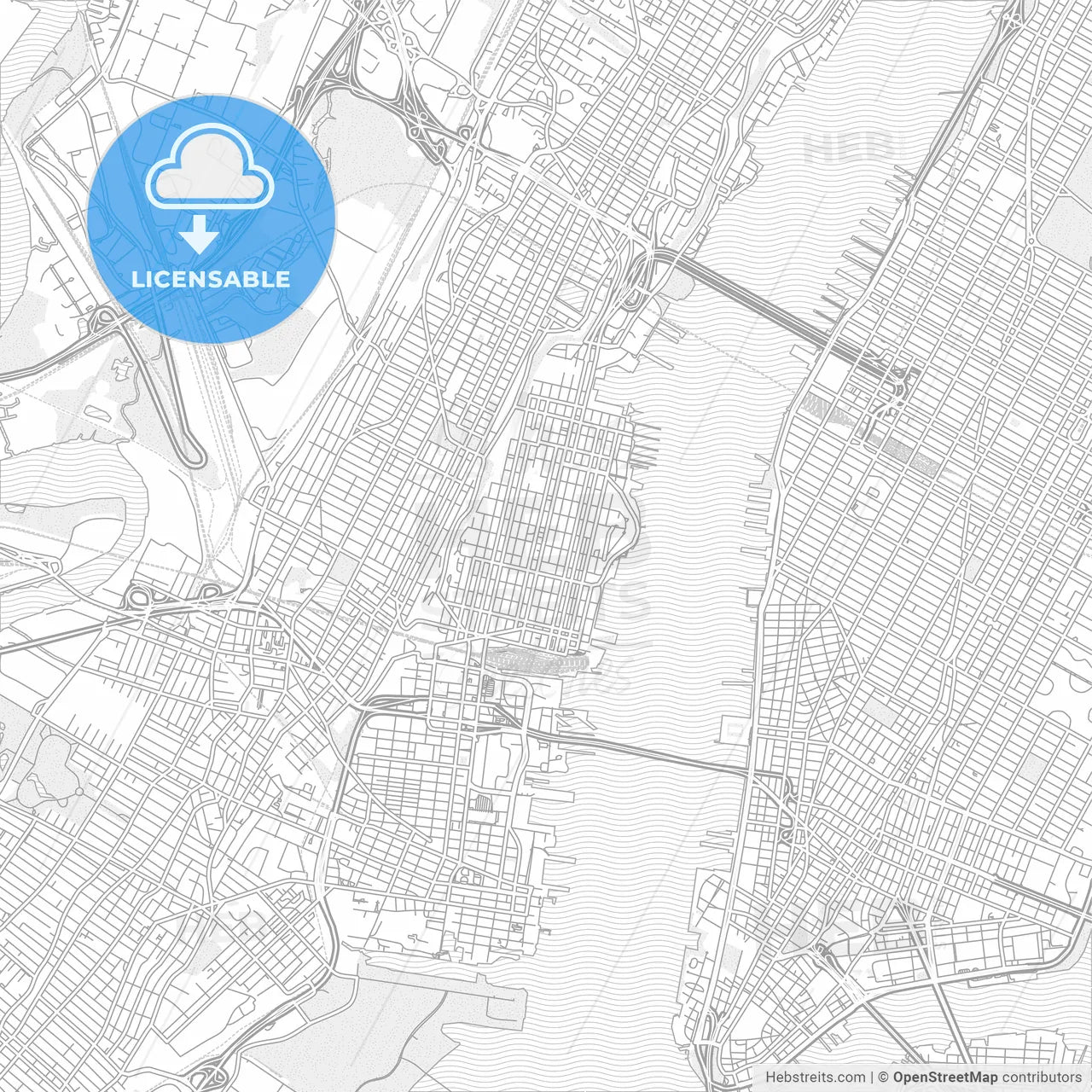 Hoboken, New Jersey, USA, bright outlined vector map