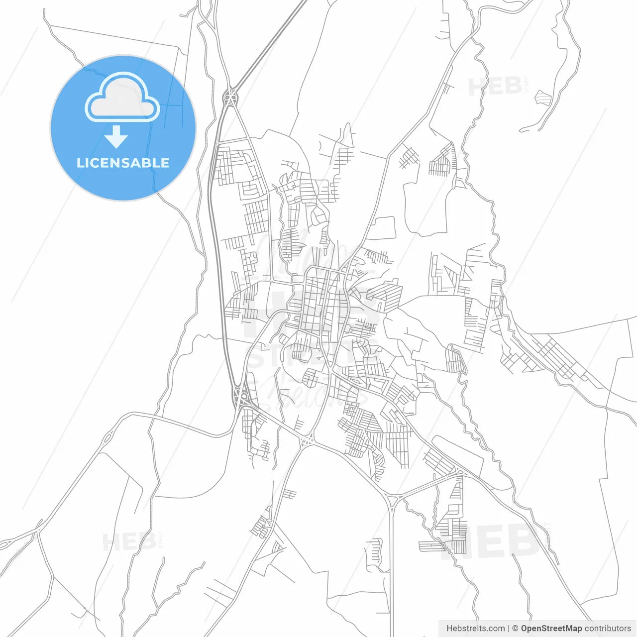 Escuintla, Escuintla, Guatemala, bright outlined vector map