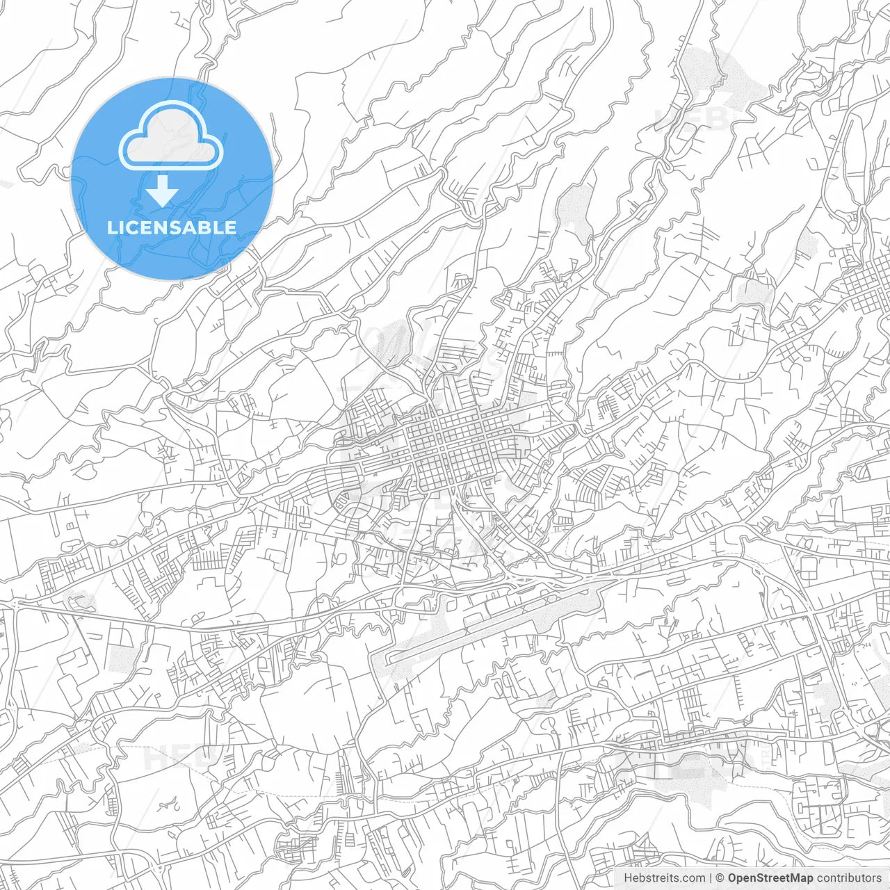 Alajuela, Alajuela, Costa Rica, bright outlined vector map