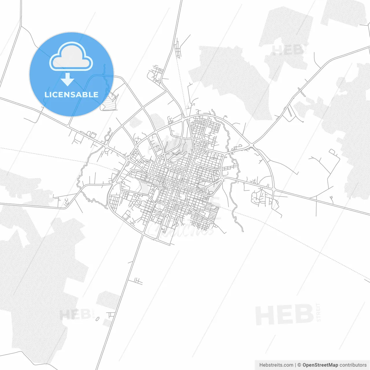Ciego de Ávila, Ciego de Ávila, Cuba, bright outlined vector map