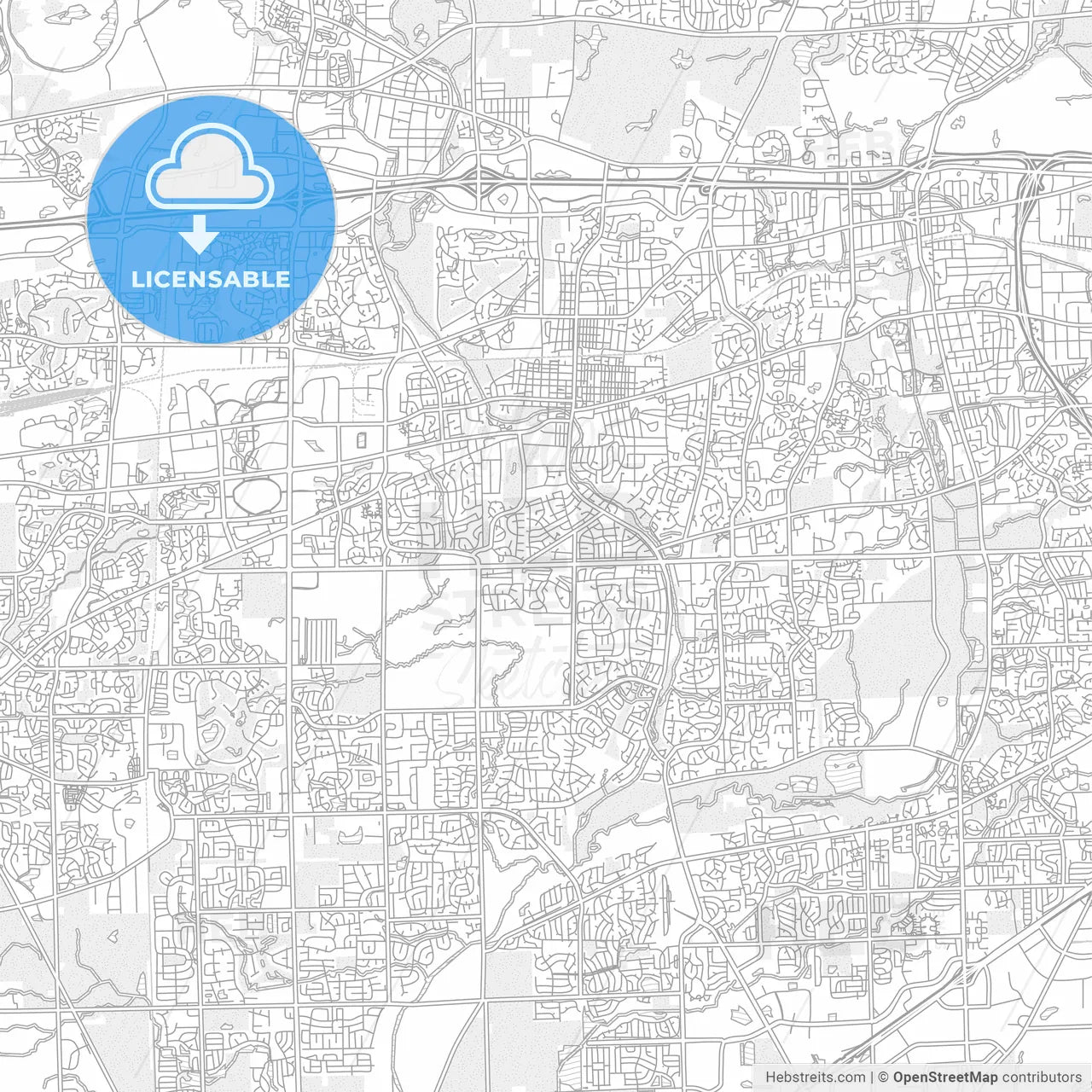 Naperville, Illinois, USA, bright outlined vector map