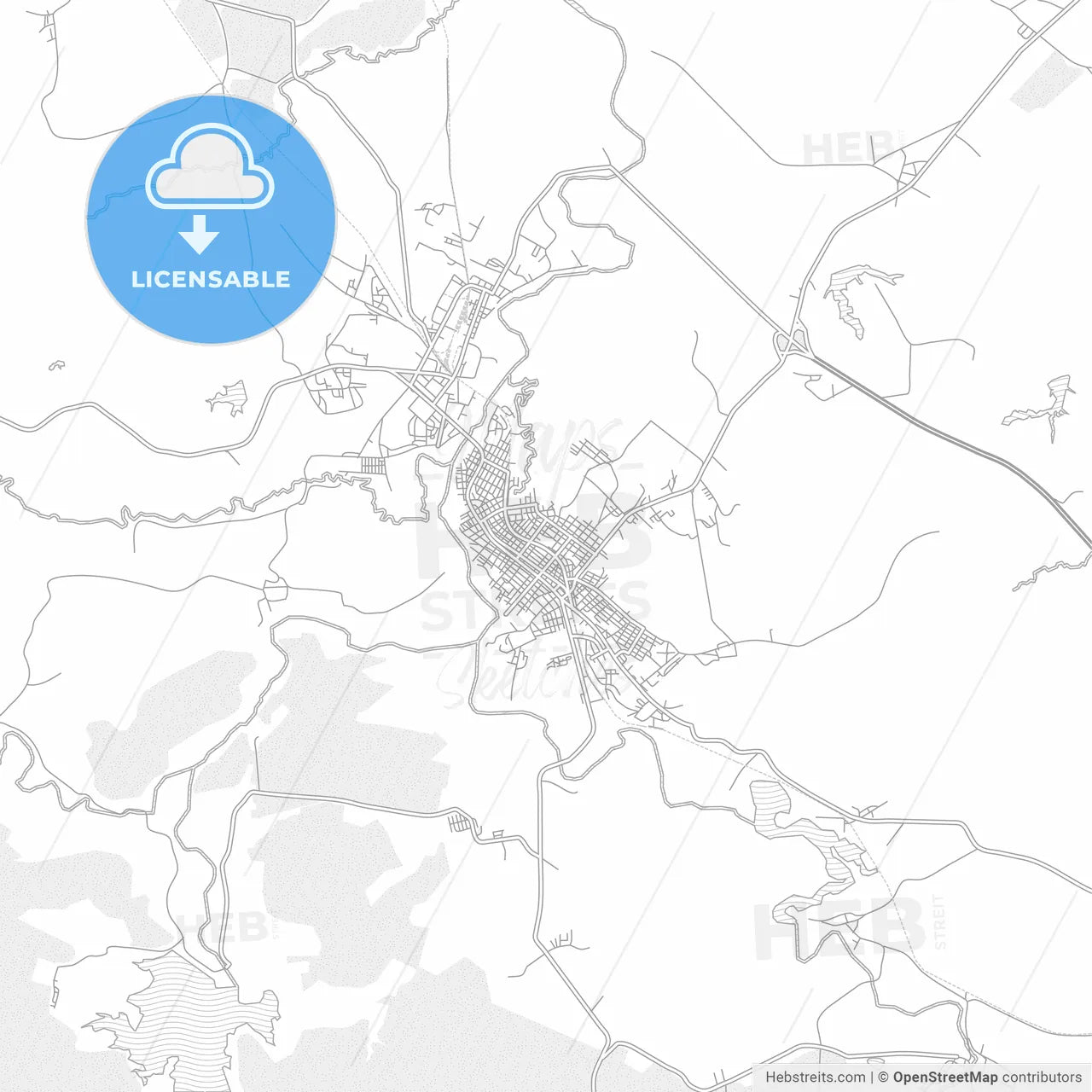 Palma Soriano, Santiago de Cuba, Cuba, bright outlined vector map