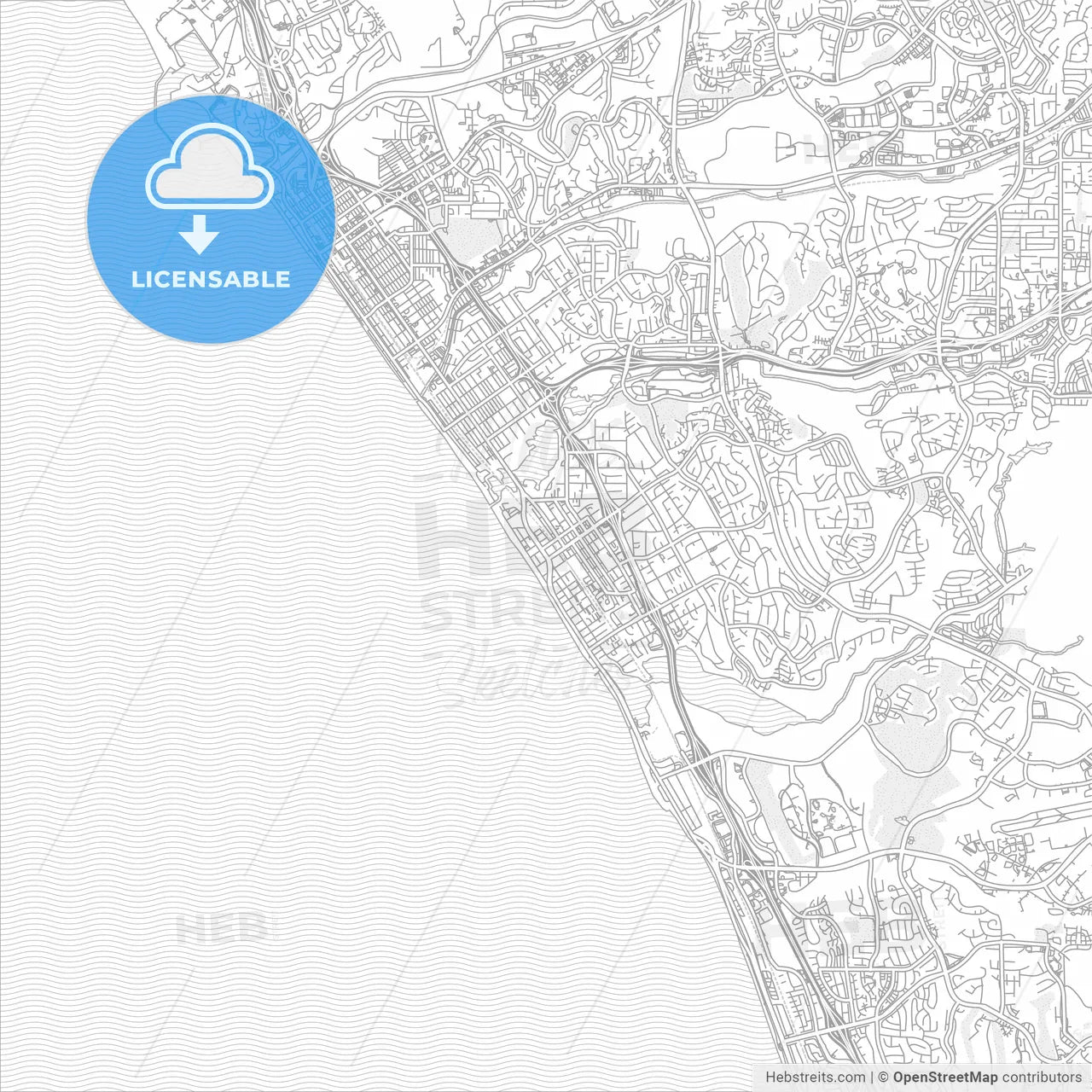 Carlsbad, California, USA, bright outlined vector map