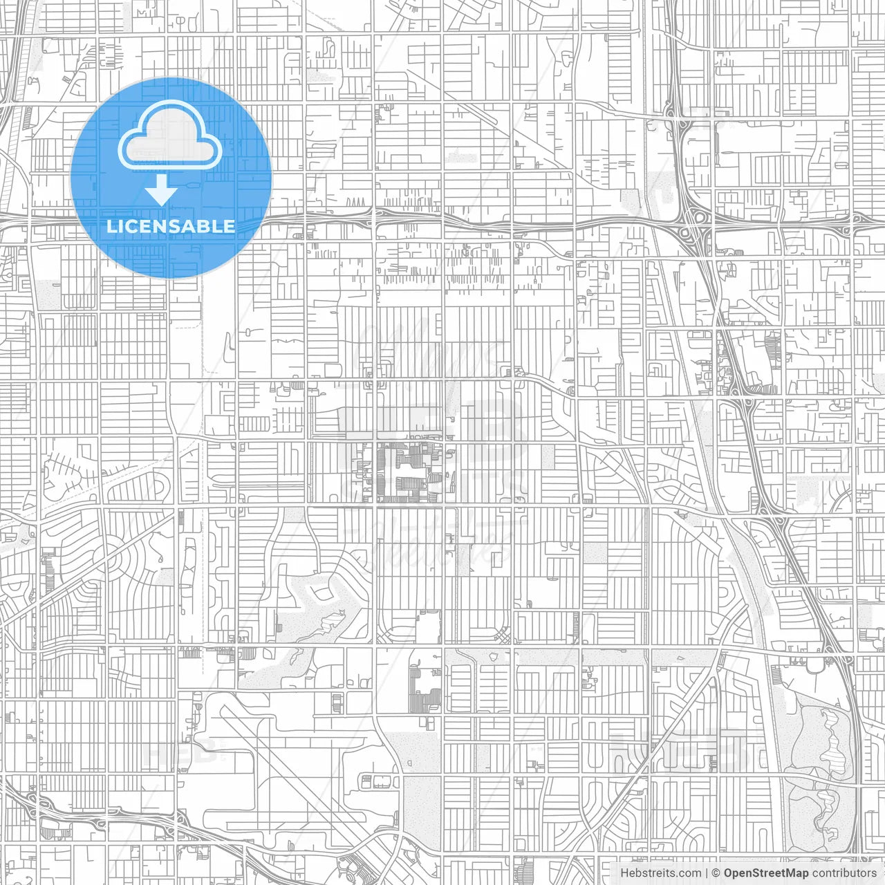Lakewood, California, USA, bright outlined vector map