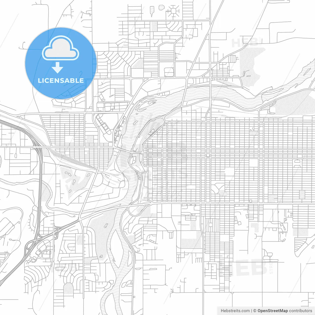 Great Falls, Montana, USA, bright outlined vector map