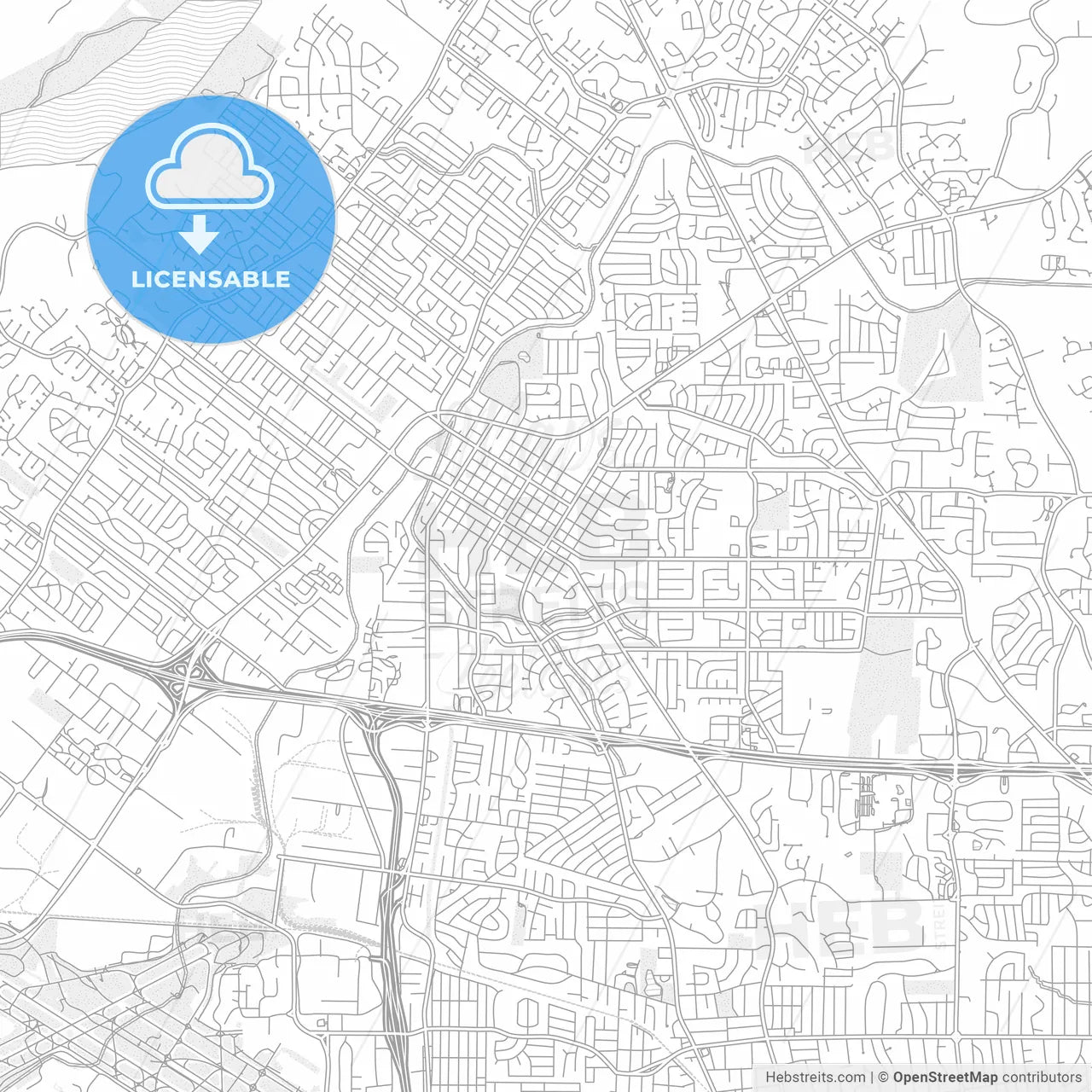 Florissant, Missouri, United States of America, bright outlined vector map