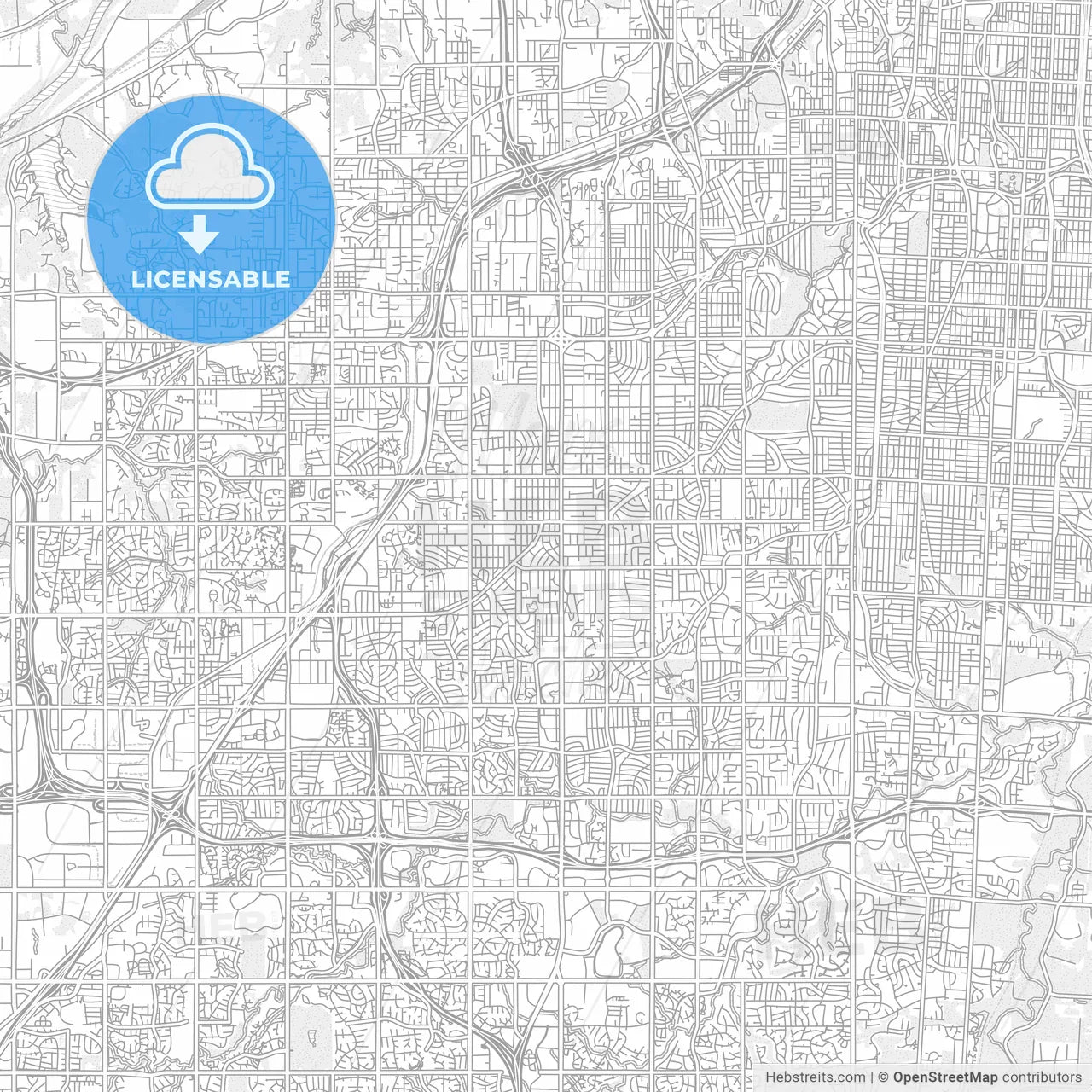 Overland Park, Kansas, USA, bright outlined vector map