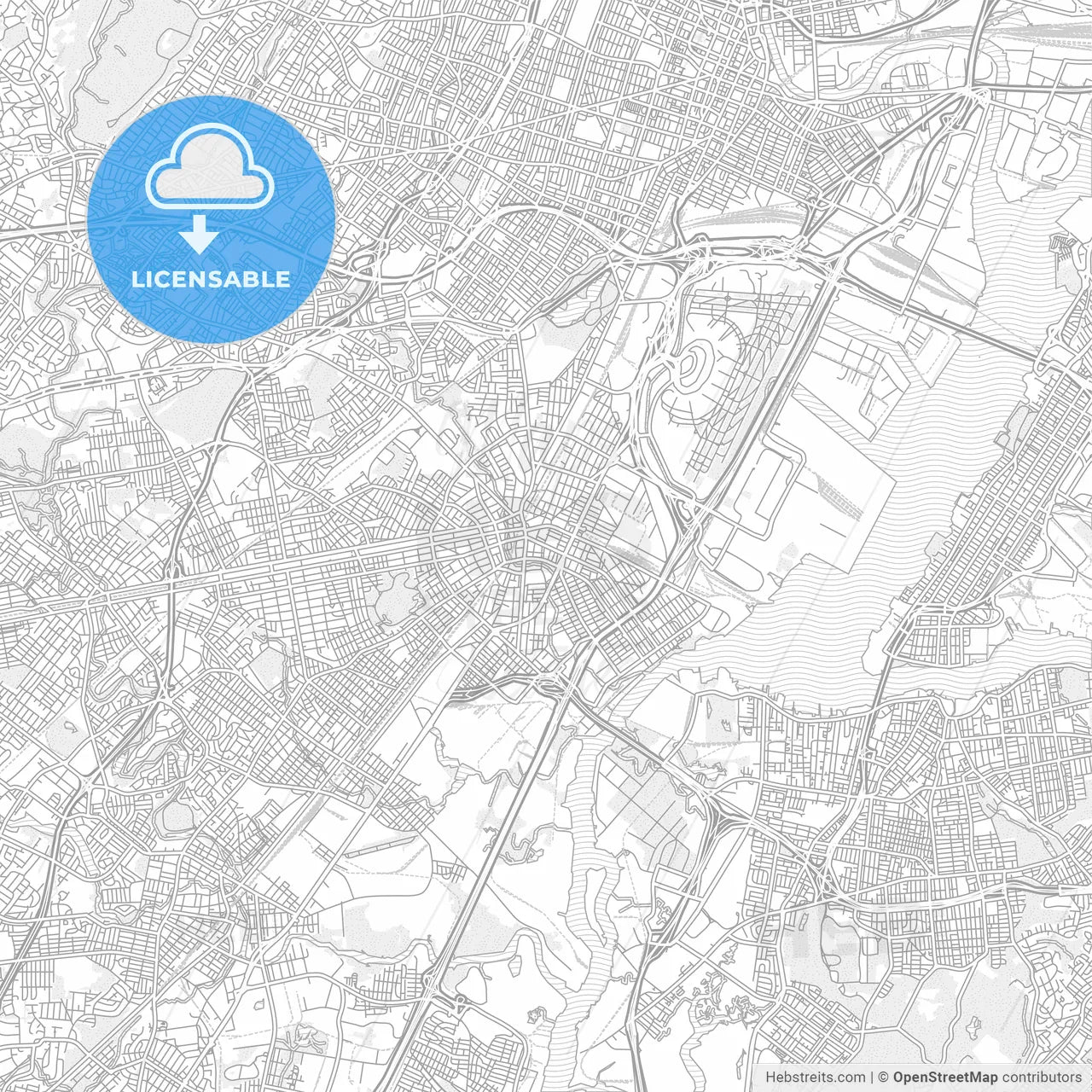 Elizabeth, New Jersey, USA, bright outlined vector map