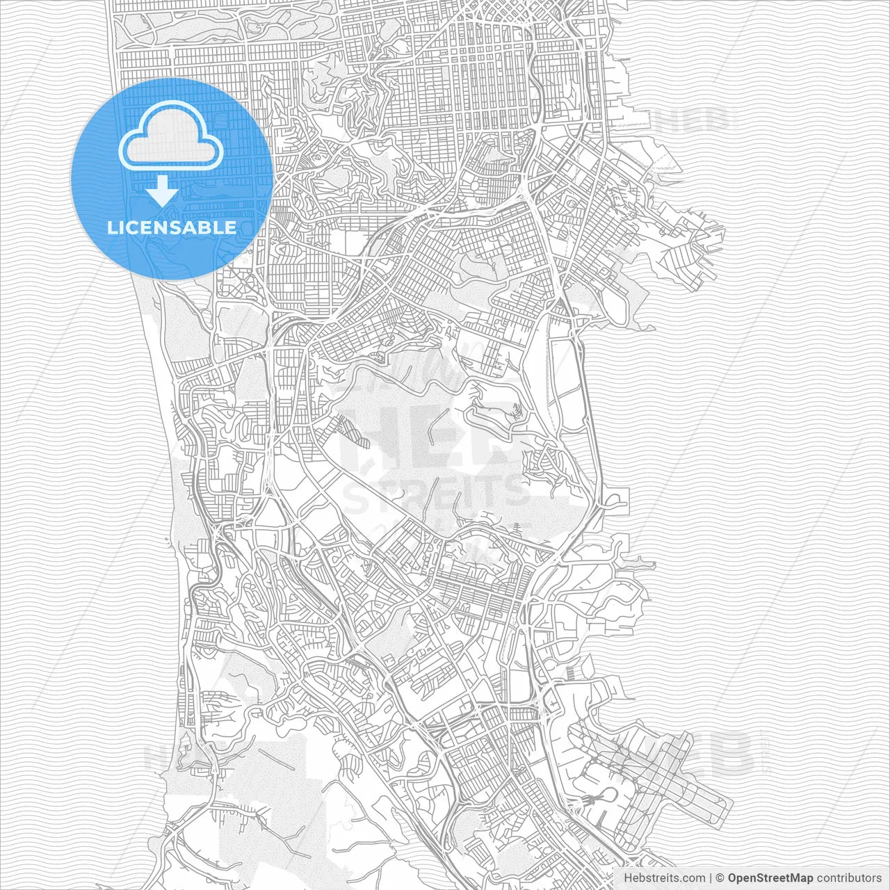 Daly City, California, USA, bright outlined vector map