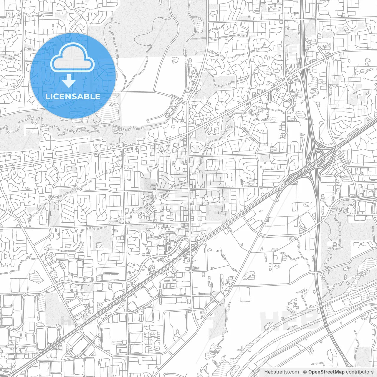 Bolingbrook, Illinois, USA, bright outlined vector map