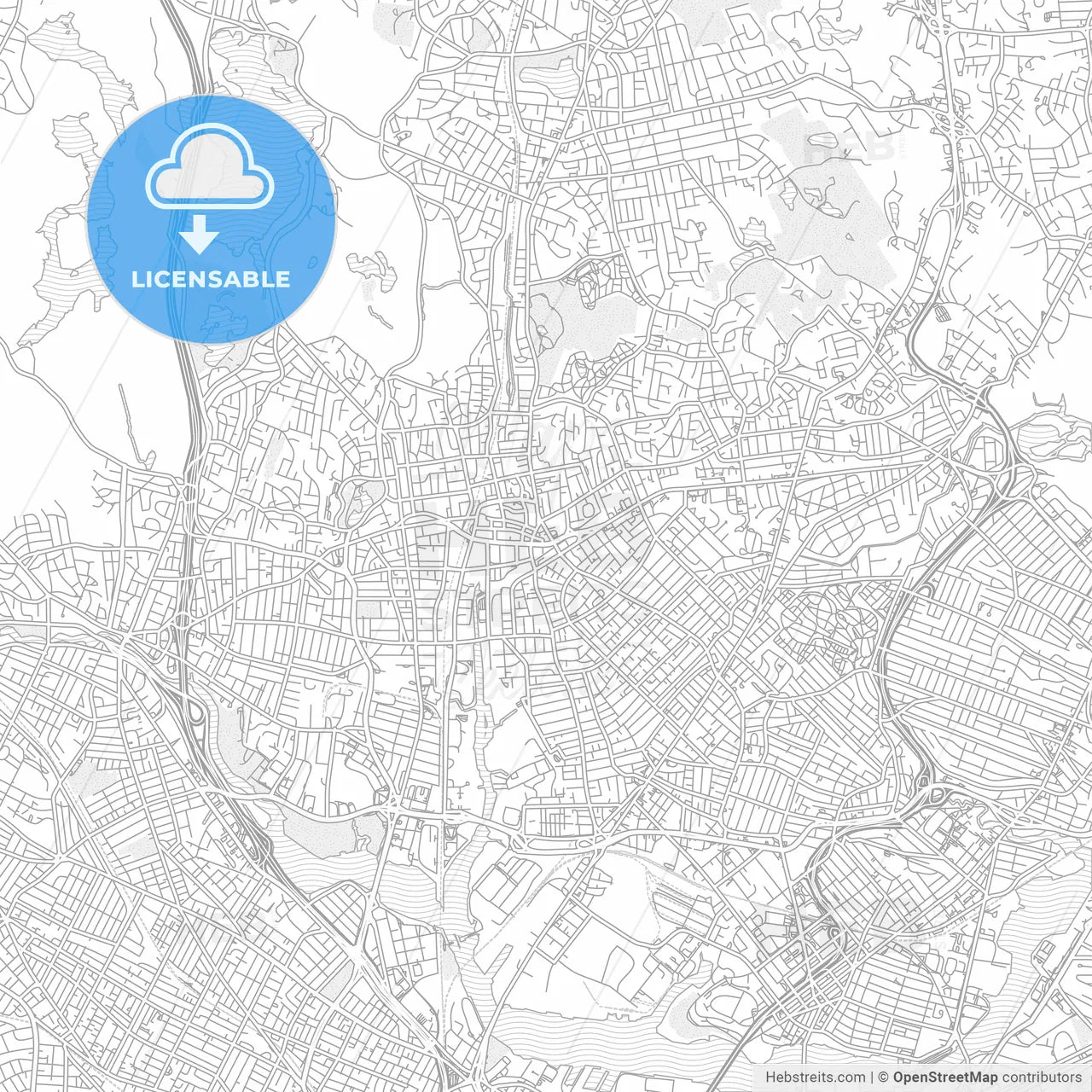 Malden, Massachusetts, USA, bright outlined vector map