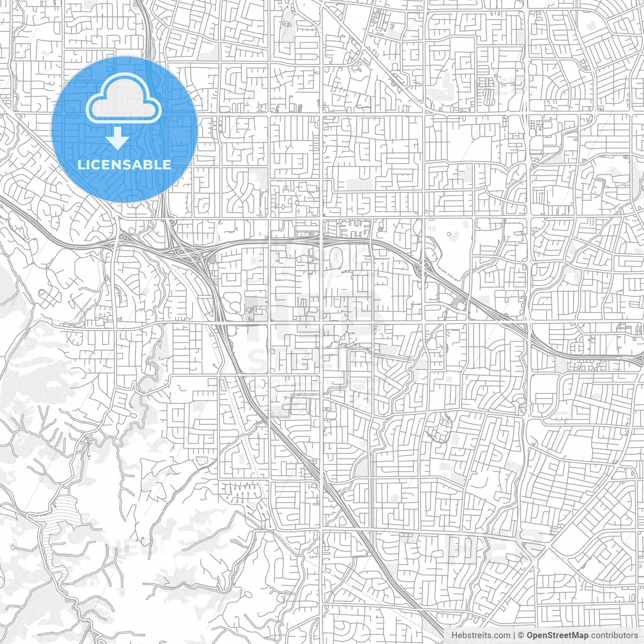 Cupertino, California, USA, bright outlined vector map