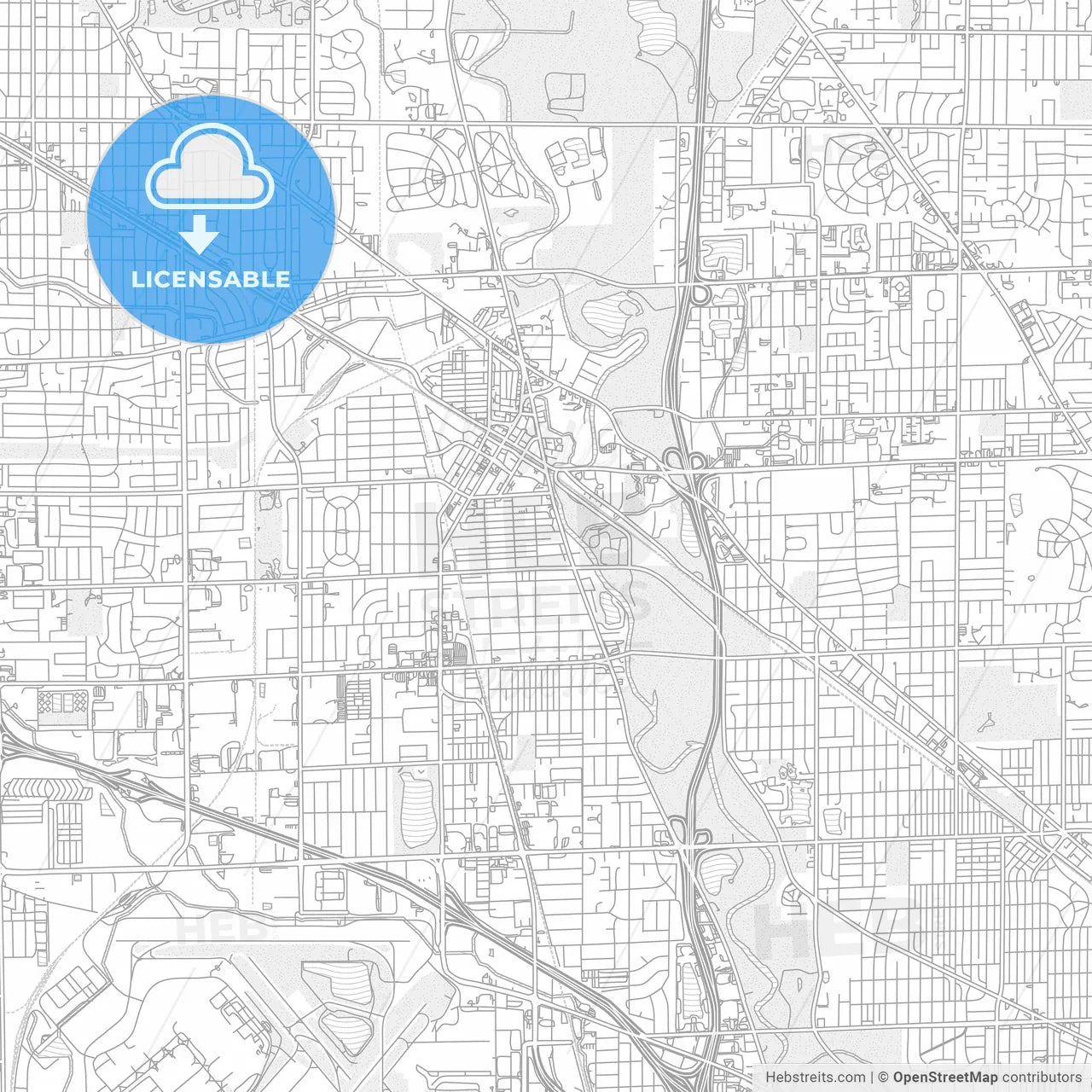 Des Plaines, Illinois, USA, bright outlined vector map