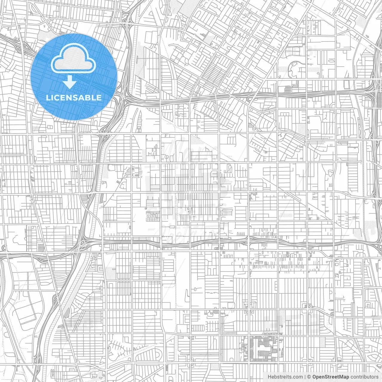 Paramount, California, USA, bright outlined vector map