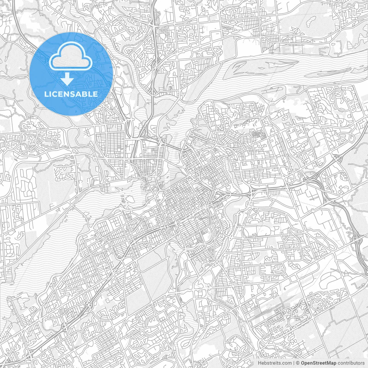 Ottawa, Ontario, Canada, bright outlined vector map