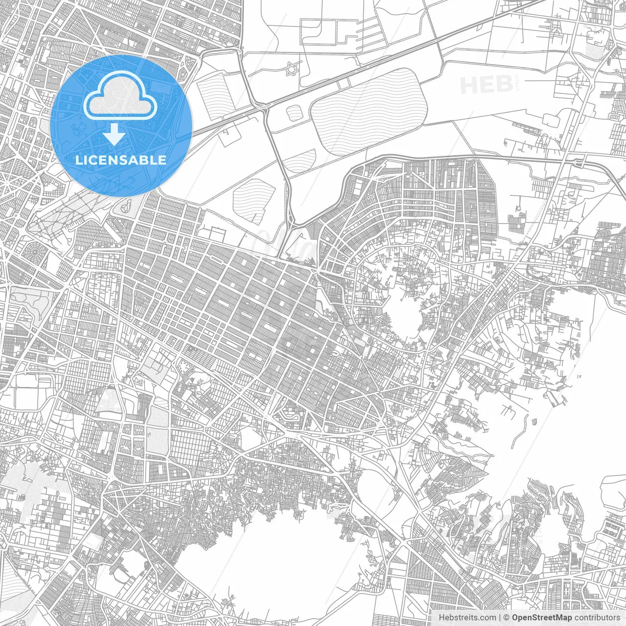 Nezahualcóyotl, México, Mexico, bright outlined vector map