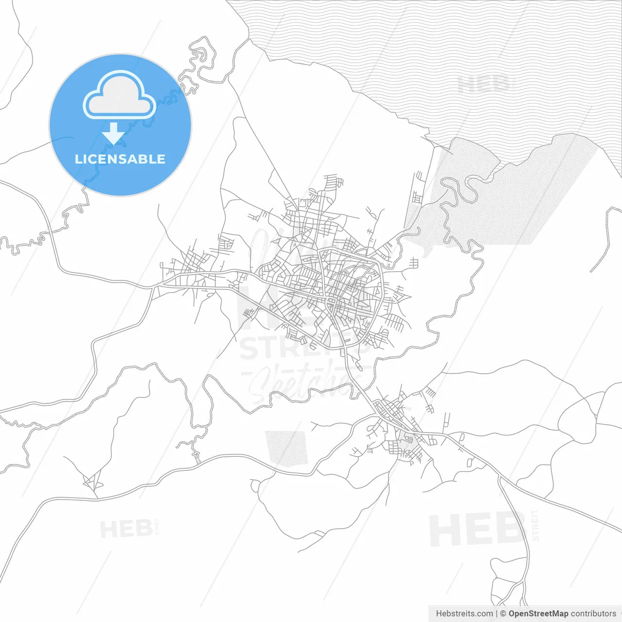 Chitré, Herrera, Panama, bright outlined vector map