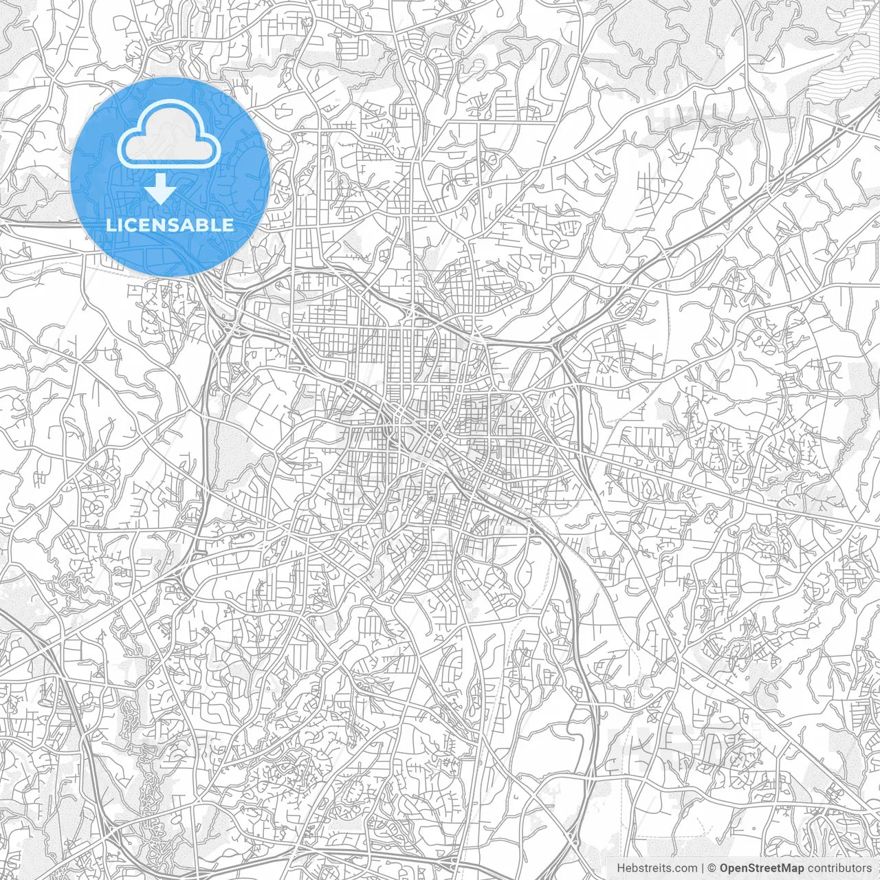 Durham, North Carolina, USA, bright outlined vector map