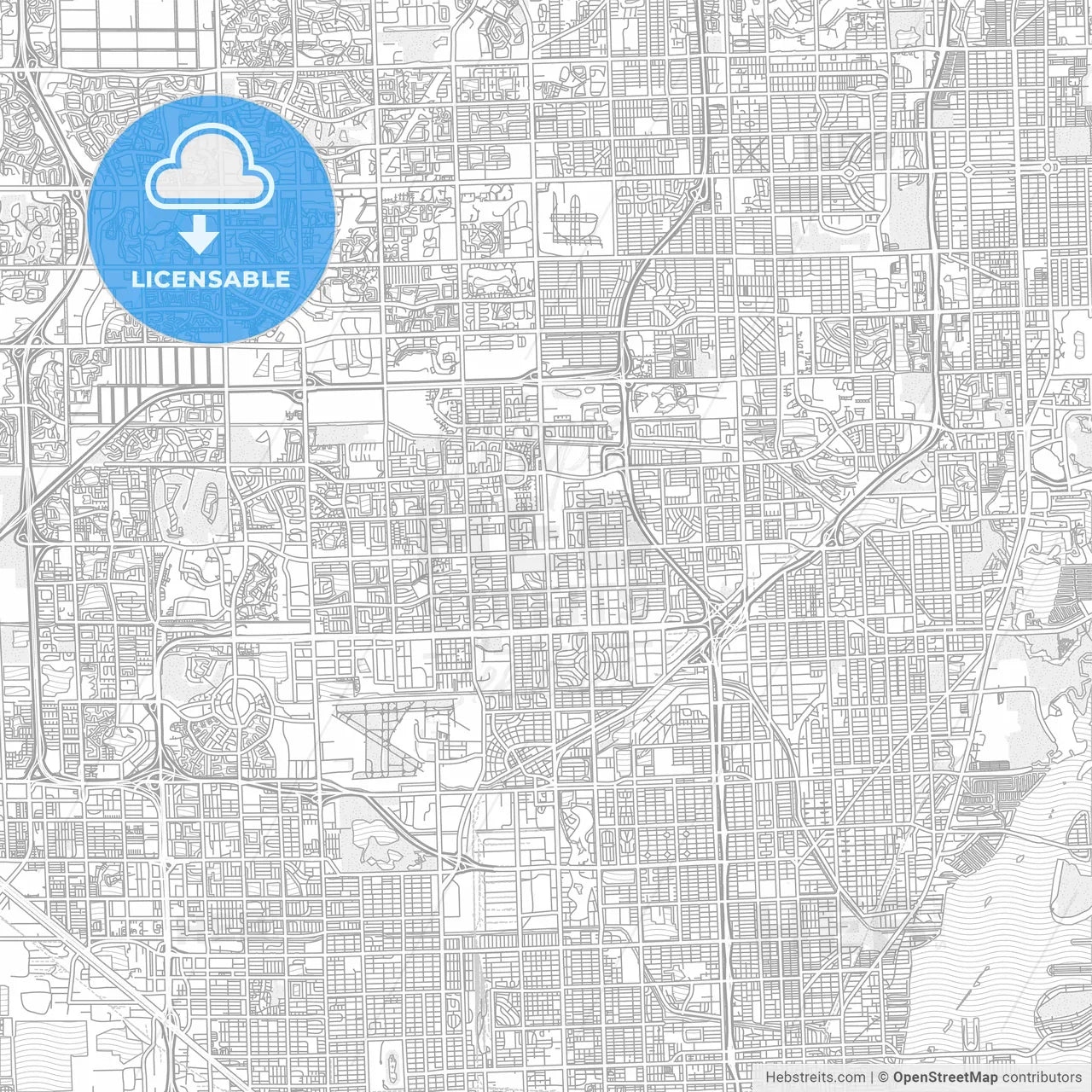 Miami Gardens, Florida, USA, bright outlined vector map