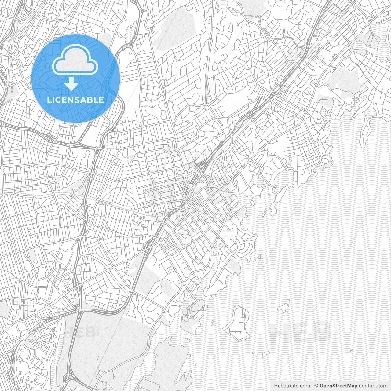 New Rochelle, New York, USA, bright outlined vector map